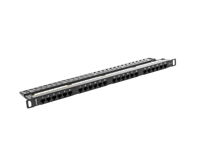 PATCH PANEL 24 PORTŮ 0,5U 19" CAT.6 UTP ČERNÝ