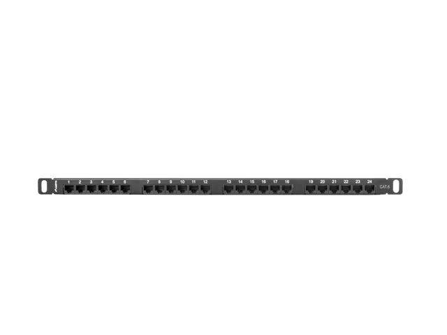 PATCH PANEL 24 PORTŮ 0,5U 19" CAT.6 UTP ČERNÝ
