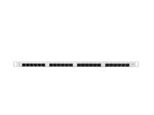 PATCH PANEL 24 PORTŮ 0,5U 19" CAT.6 UTP ŠEDÝ