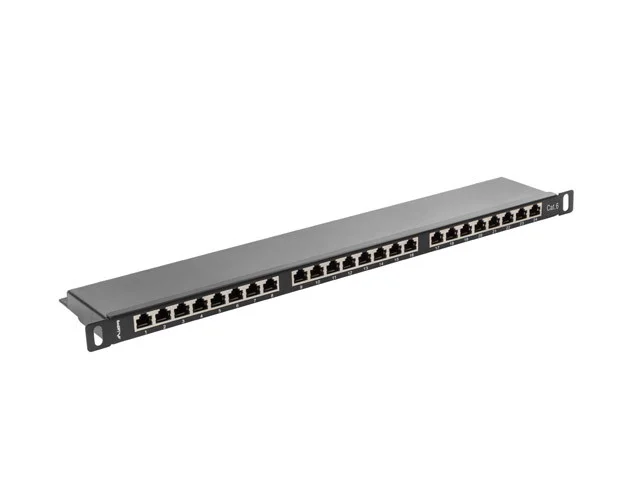 PATCH PANEL 24 PORTŮ 0,5U 19" CAT.6 FTP STÍNĚNÝ ČERNÝ