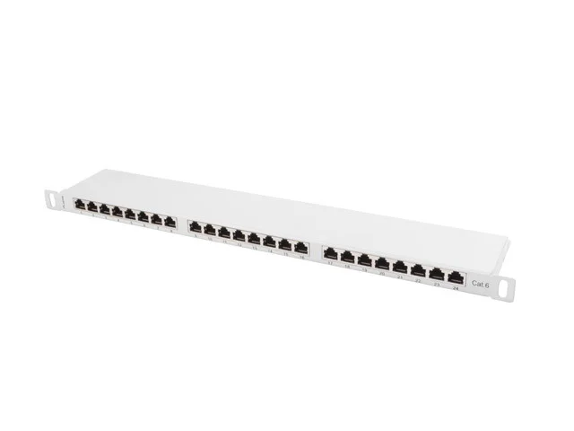 PATCH PANEL 24 PORTŮ 0,5U 19" CAT.6 FTP STÍNĚNÝ ŠEDÝ