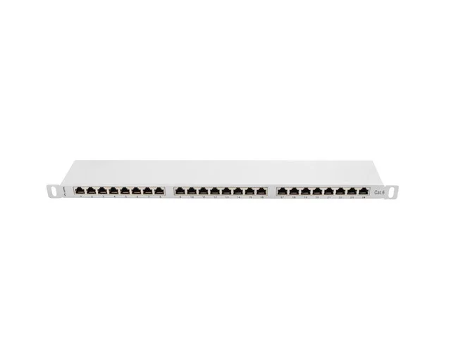 PATCH PANEL 24 PORTŮ 0,5U 19" CAT.6 FTP STÍNĚNÝ ŠEDÝ