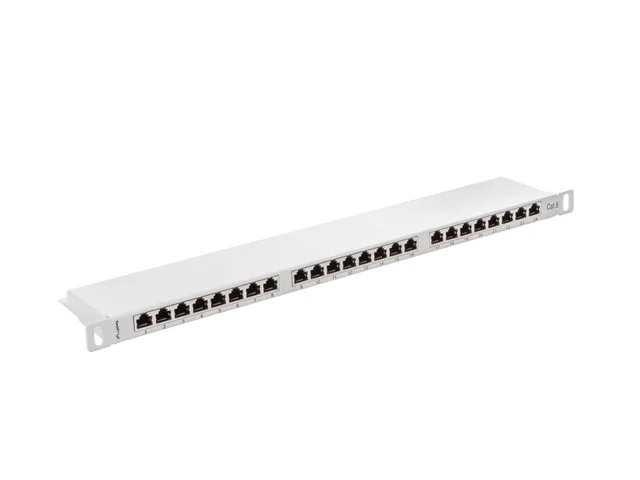 PATCH PANEL 24 PORTŮ 0,5U 19" CAT.6 FTP STÍNĚNÝ ŠEDÝ