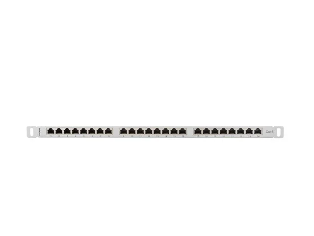 PATCH PANEL 24 PORTŮ 0,5U 19" CAT.6 FTP STÍNĚNÝ ŠEDÝ