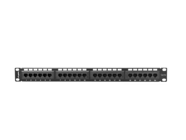 PATCH PANEL 24 PORTŮ 1U 19" CAT.5E UTP ČERNÝ