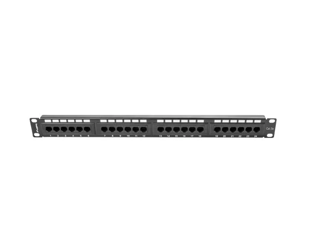PATCH PANEL 24 PORTŮ 1U 19" CAT.5E UTP ČERNÝ
