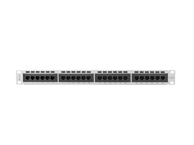 PATCH PANEL 24 PORTŮ 1U 19" CAT.5E UTP ŠEDÝ