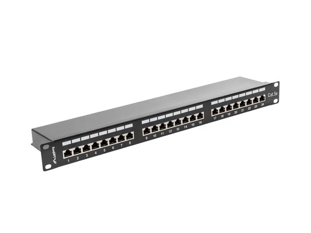 PATCH PANEL 24 PORTŮ 1U 19" CAT.5E FTP STÍNĚNÝ ČERNÝ