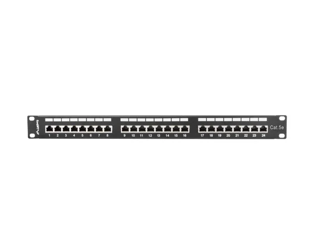PATCH PANEL 24 PORTŮ 1U 19" CAT.5E FTP STÍNĚNÝ ČERNÝ