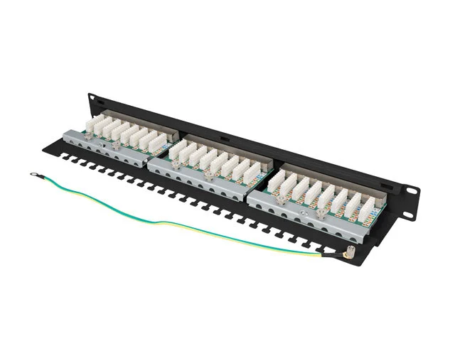 PATCH PANEL 24 PORTŮ 1U 19" CAT.5E FTP STÍNĚNÝ ČERNÝ