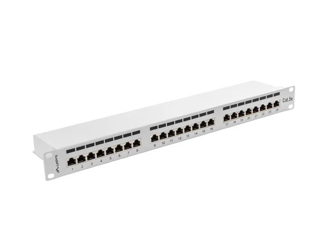 PATCH PANEL 24 PORTŮ 1U 19" CAT.5E FTP STÍNĚNÝ ŠEDÝ