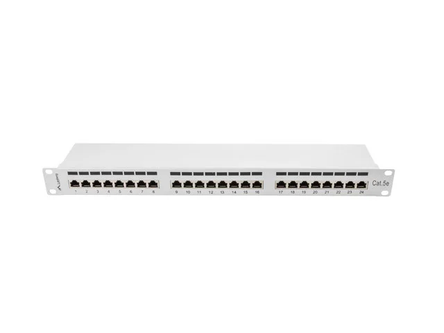 PATCH PANEL 24 PORTŮ 1U 19" CAT.5E FTP STÍNĚNÝ ŠEDÝ