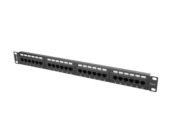 PATCH PANEL 24 PORTŮ 1U 19" CAT.6 UTP ČERNÝ