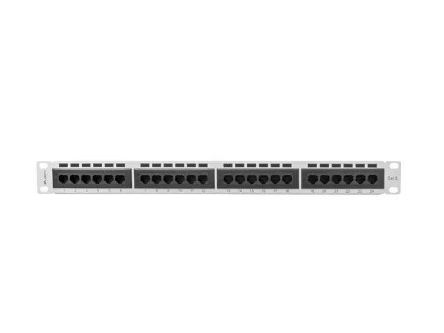 PATCH PANEL 24 PORTŮ 1U 19" CAT.6 UTP ŠEDÝ