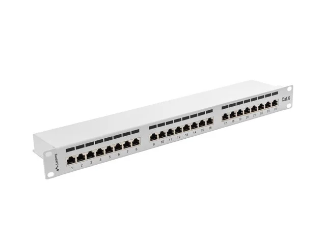 PATCH PANEL 24 PORTŮ 1U 19" CAT.6 FTP STÍNĚNÝ ŠEDÝ