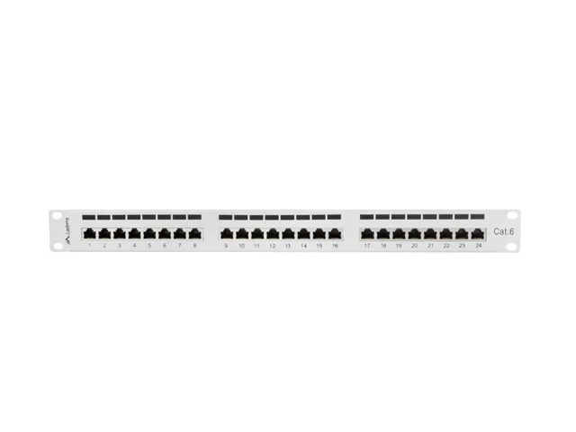 PATCH PANEL 24 PORTŮ 1U 19" CAT.6 FTP STÍNĚNÝ ŠEDÝ