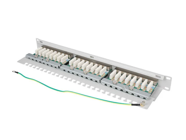 PATCH PANEL 24 PORTŮ 1U 19" CAT.6 FTP STÍNĚNÝ ŠEDÝ