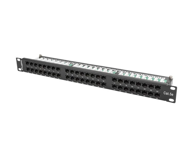 PATCH PANEL 48 PORTŮ 1U 19" CAT.5E UTP ČERNÝ