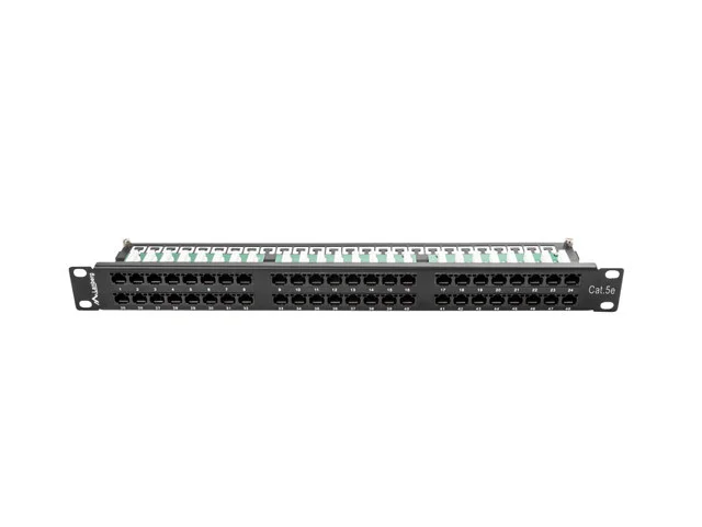 PATCH PANEL 48 PORTŮ 1U 19" CAT.5E UTP ČERNÝ