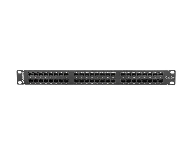 PATCH PANEL 48 PORTŮ 1U 19" CAT.5E UTP ČERNÝ