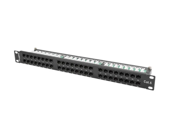 PATCH PANEL 48 PORTŮ 1U 19" CAT.6 UTP ČERNÝ