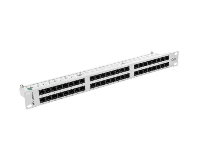 PATCH PANEL 48 PORTŮ 1U 19" CAT.6 UTP ŠEDÝ