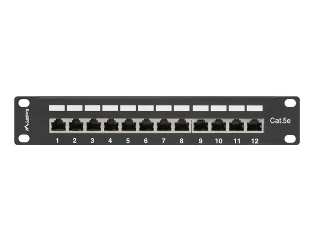 PATCH PANEL 12PORT 1U 10" CAT.5E FTP STÍNĚNÝ ČERNÝ