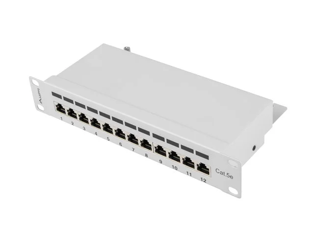 PATCH PANEL 12PORT 1U 10" CAT.5E FTP STÍNĚNÝ ŠEDÝ