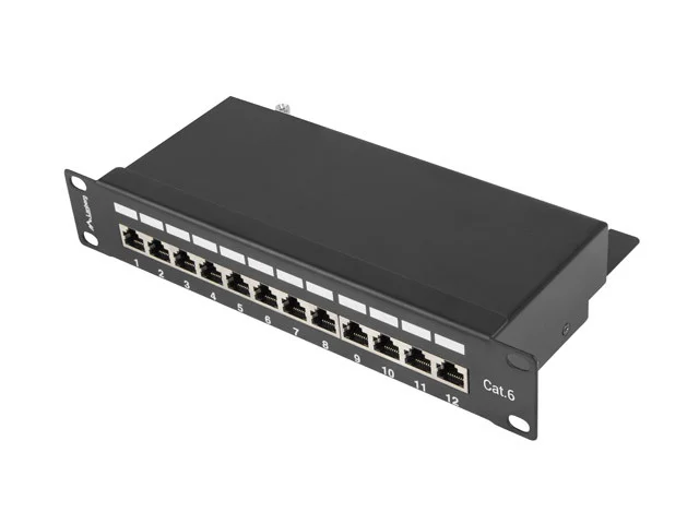 PATCH PANEL 12PORT 1U 10" CAT.6 FTP STÍNĚNÝ ČERNÝ