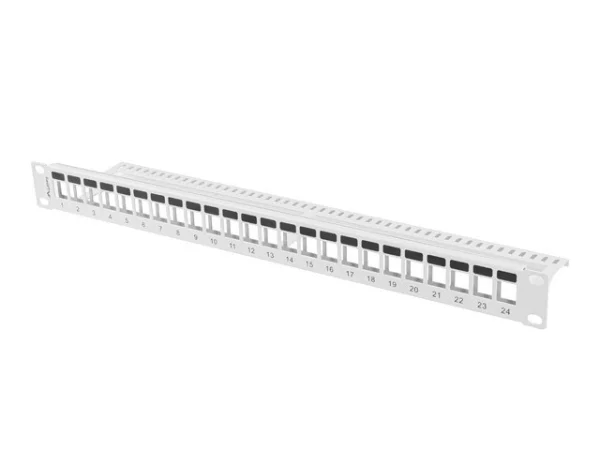 PATCH PANEL BLANK 24 PORTŮ 1U PRO MODULY KEYSTONE ŠEDÝ