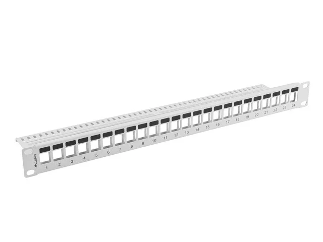 PATCH PANEL BLANK 24 PORTŮ 1U PRO MODULY KEYSTONE ŠEDÝ