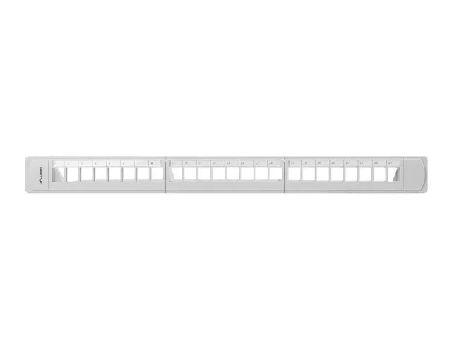 24PORTOVÝ PATCH PANEL 1U S ORGANIZÉREM PRO KEYSTONE MODULY ŠEDÝ