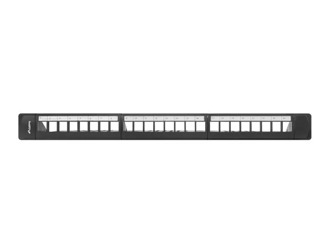 24PORTOVÝ PATCH PANEL 1U S ORGANIZÉREM PRO KEYSTONE MODULY ČERNÝ