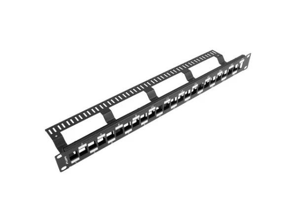 24PORTOVÝ PATCH PANEL S ORGANIZÉREM PRO KEYSTONE MODULY ČERNÝ