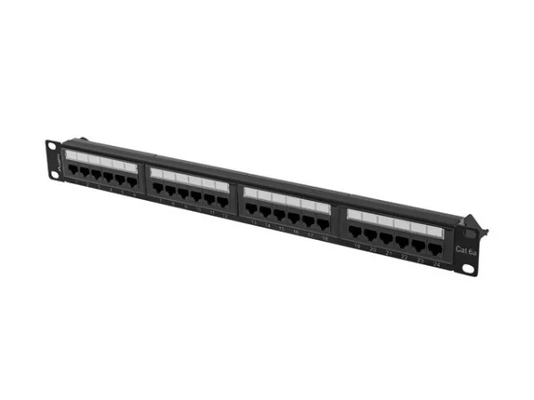 PATCH PANEL 24 PORTŮ 1U 19" CAT.6A UTP ČERNÝ