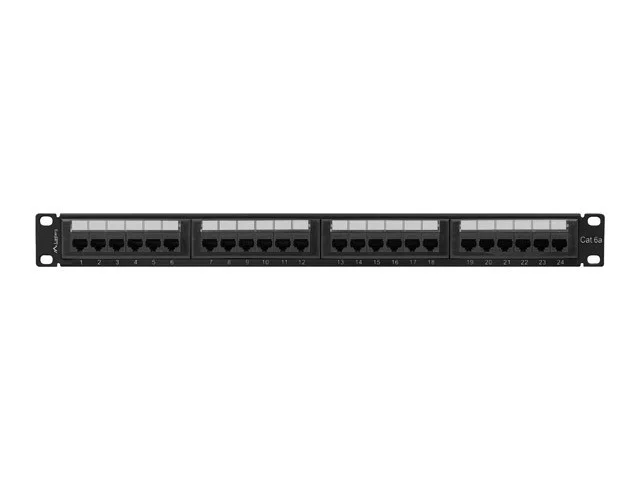 PATCH PANEL 24 PORTŮ 1U 19" CAT.6A UTP ČERNÝ
