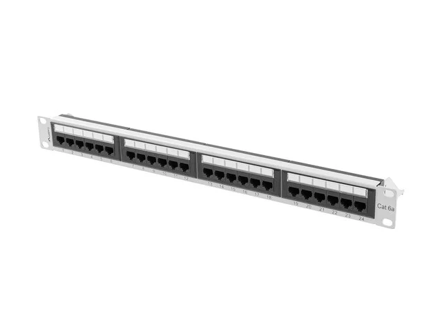 PATCH PANEL 24 PORTŮ 1U 19" CAT.6A UTP ŠEDÝ