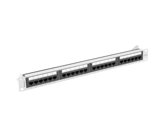 PATCH PANEL 24 PORTŮ 1U 19" CAT.6A UTP ŠEDÝ