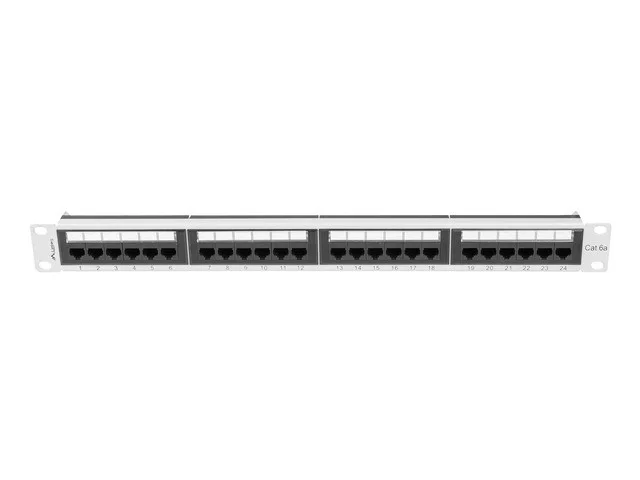 PATCH PANEL 24 PORTŮ 1U 19" CAT.6A UTP ŠEDÝ