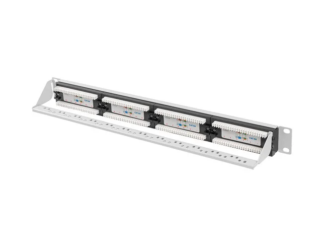 PATCH PANEL 24 PORTŮ 1U 19" CAT.6A UTP ŠEDÝ