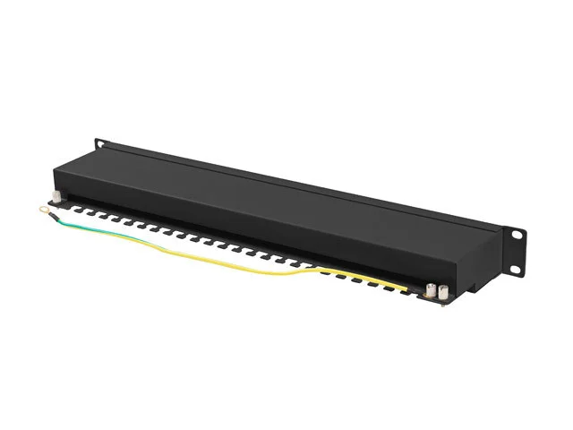PATCH PANEL 24 PORTŮ 1U 19" CAT.6A FTP STÍNĚNÝ ČERNÝ
