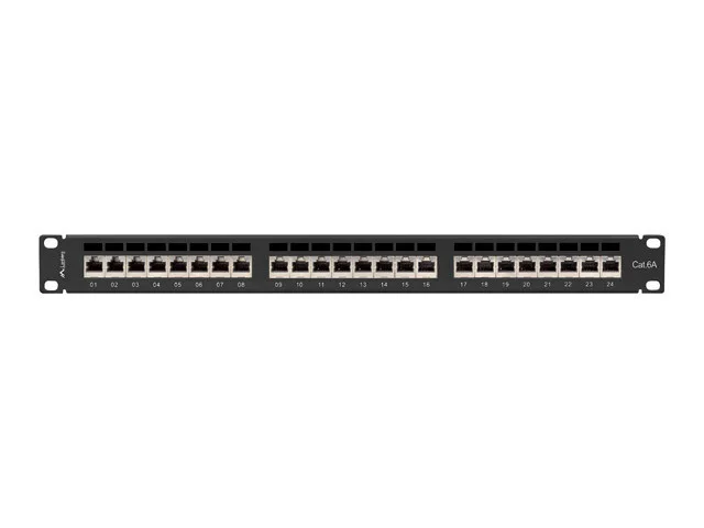 PATCH PANEL 24 PORTŮ 1U 19" CAT.6A FTP STÍNĚNÝ ČERNÝ