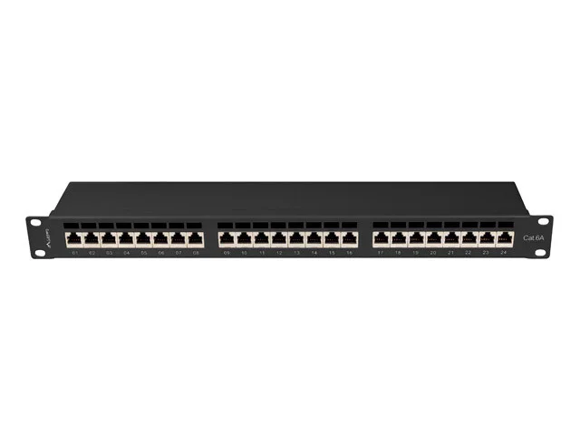 PATCH PANEL 24 PORTŮ 1U 19" CAT.6A FTP STÍNĚNÝ ČERNÝ