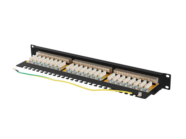 PATCH PANEL 24 PORTŮ 1U 19" CAT.6A FTP STÍNĚNÝ ČERNÝ