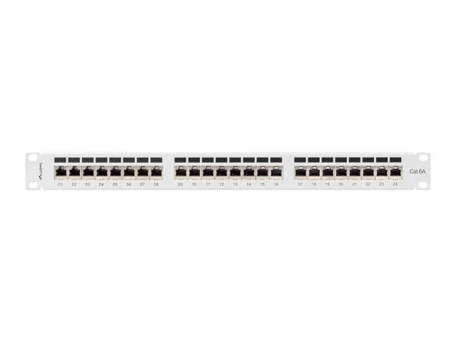 PATCH PANEL 24 PORTŮ 1U 19" CAT.6A FTP STÍNĚNÝ ŠEDÝ