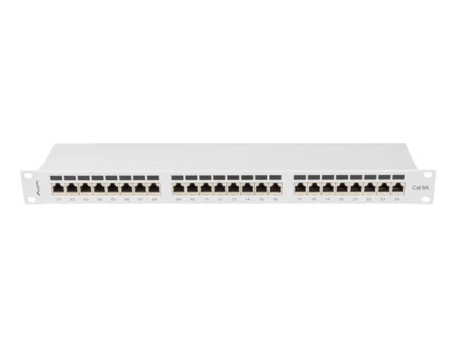 PATCH PANEL 24 PORTŮ 1U 19" CAT.6A FTP STÍNĚNÝ ŠEDÝ