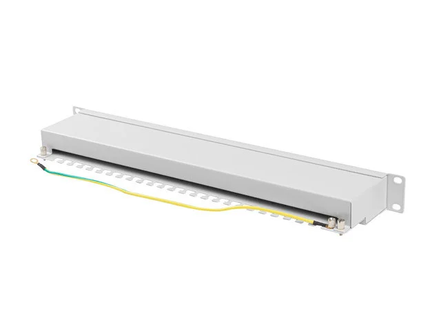 PATCH PANEL 24 PORTŮ 1U 19" CAT.6A FTP STÍNĚNÝ ŠEDÝ