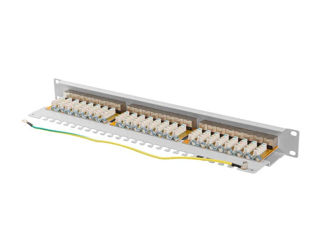 PATCH PANEL 24 PORTŮ 1U 19" CAT.6A FTP STÍNĚNÝ ŠEDÝ
