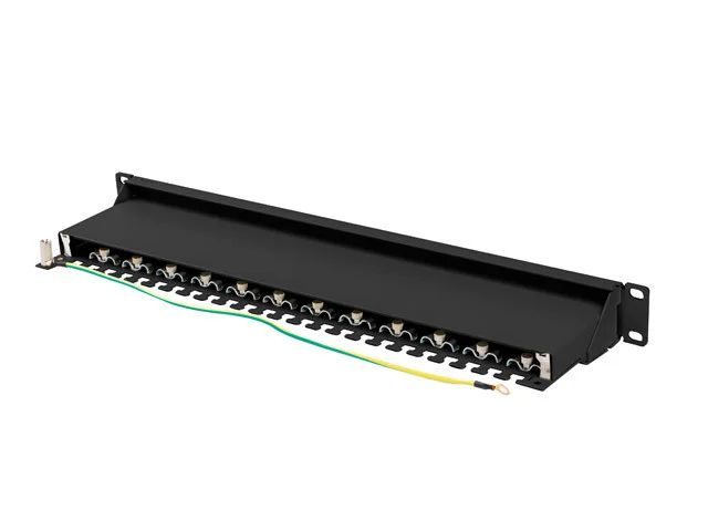 PATCH PANEL 24 PORTŮ 1U 19" CAT.7 FTP STÍNĚNÝ ČERNÝ