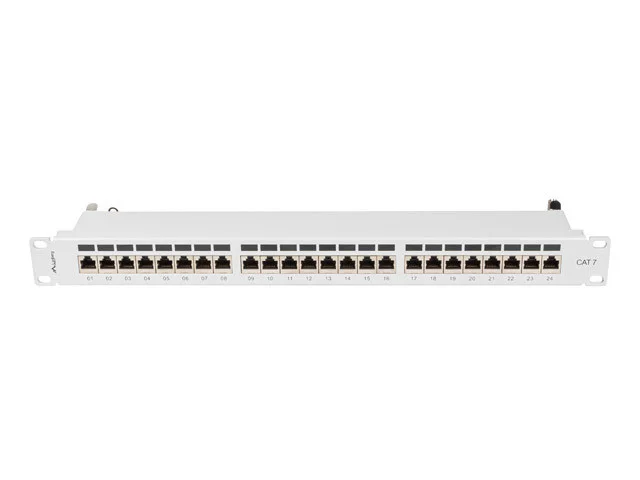 PATCH PANEL 24 PORTŮ 1U 19" CAT.7 FTP STÍNĚNÝ ŠEDÝ
